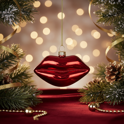 Red Lips Christmas Bauble