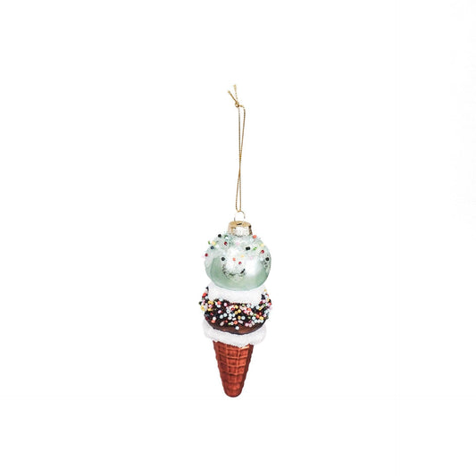 Mint Chocolate Ice Cream Cone Christmas Ball