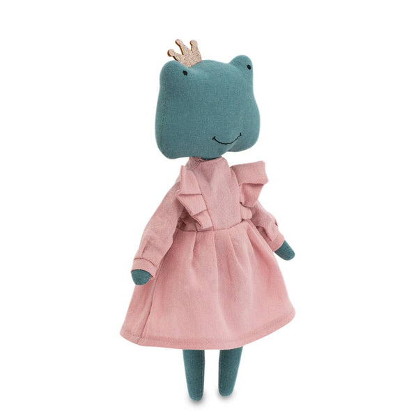Peluche de algodón de la rana Fiona con vestido rosa - 29 cm - 0+