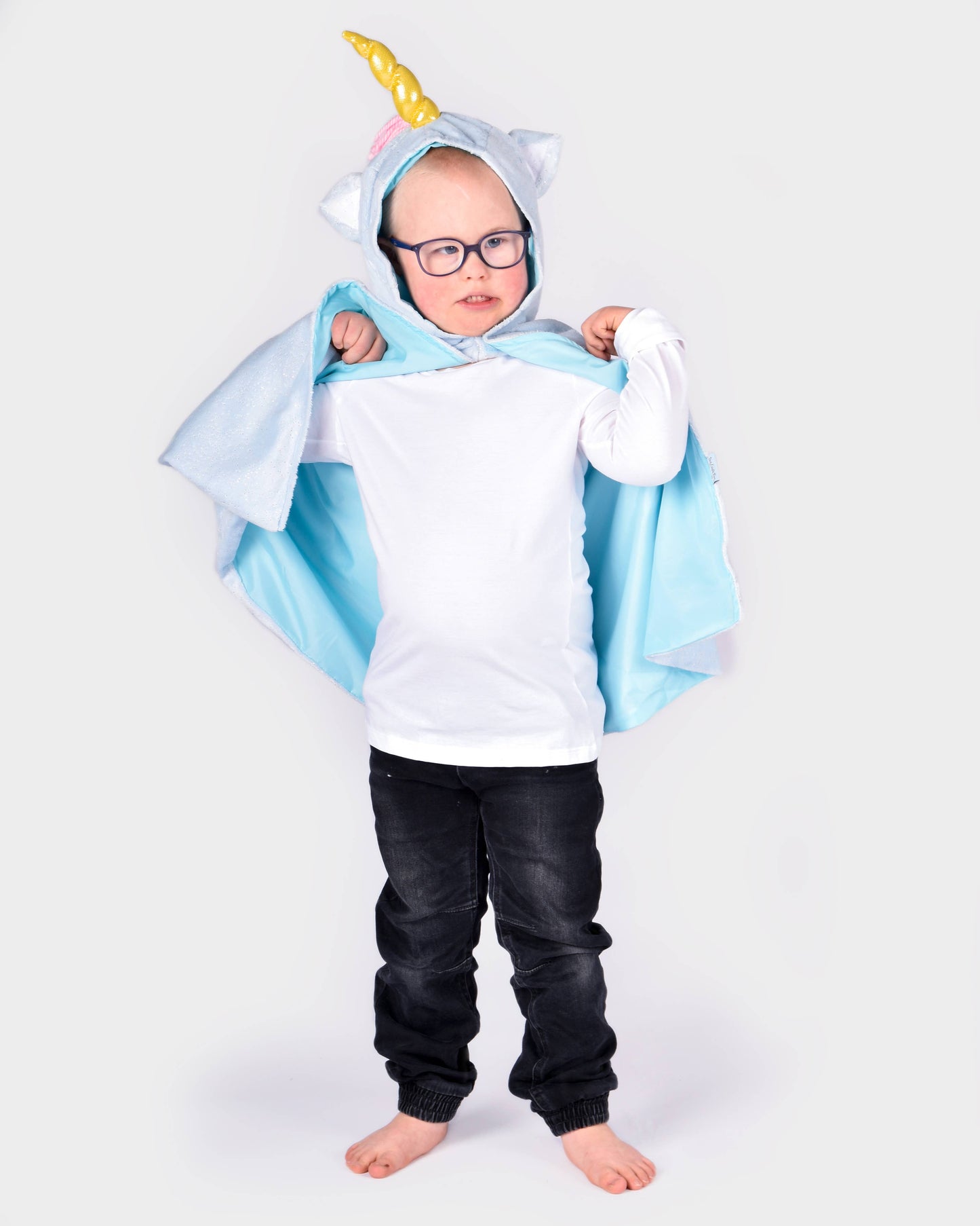 Cape Licorne bleue arc-en-ciel 98-128 cl 3-8 ans