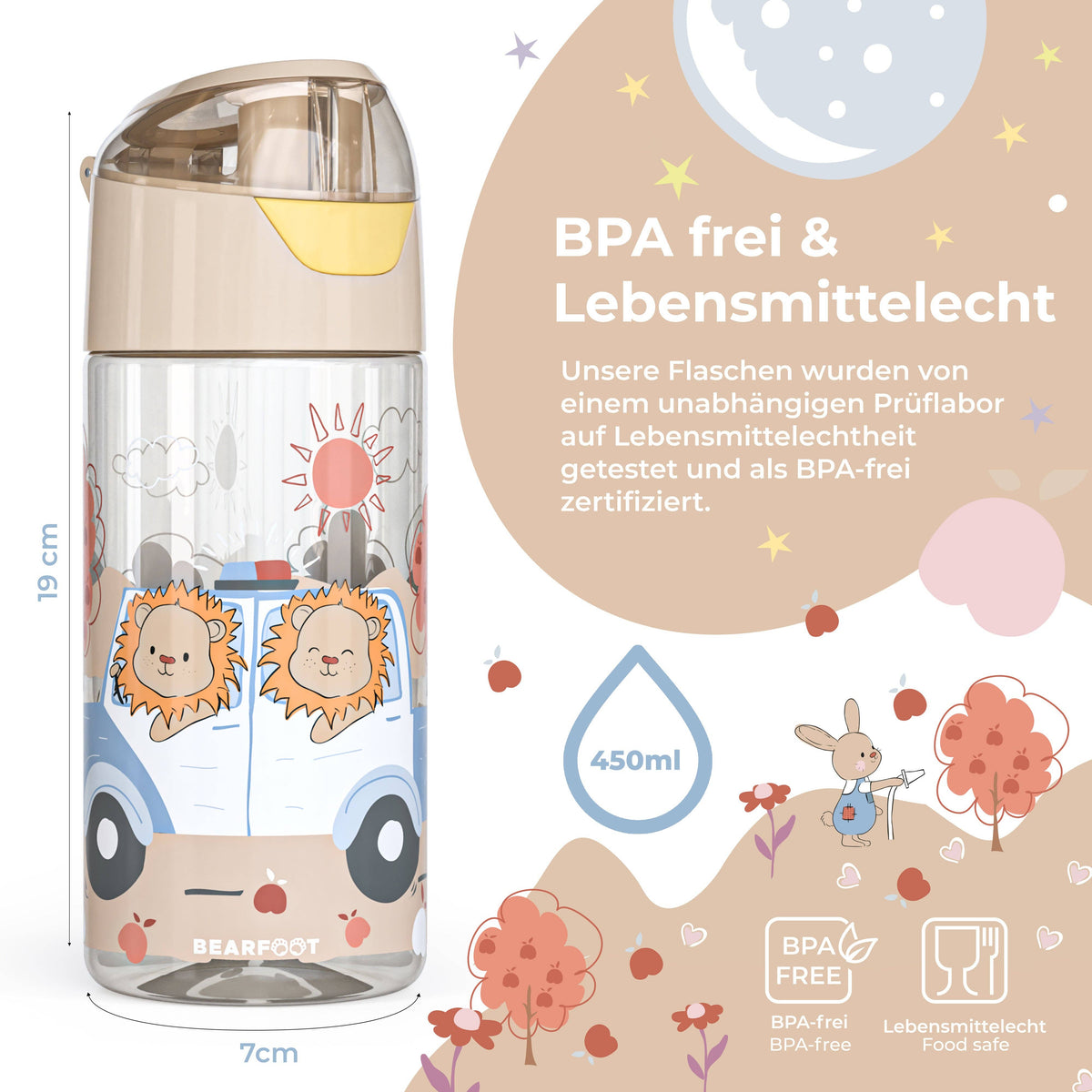 Trinkflasche Kinder, leichte Wasserflasche - Polizei Löwen