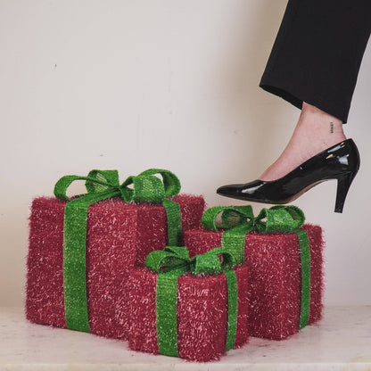 LED Christmas Gift - S3 - Polystyrene - Pink/Green - 15/20/25cm