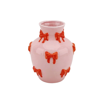 Vase - Vase à fleurs Rubans - Rose/Orange - 14x14x19cm