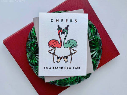 Tarjeta de vacaciones/Año Nuevo “Flamingo Bye Bye”