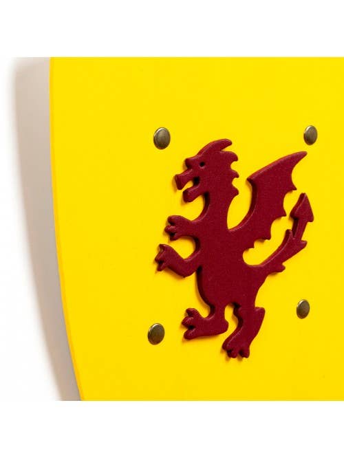 Escudo amarillo Kamelot con S de dragón