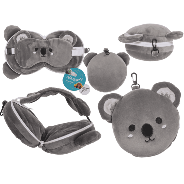 Cuscino da viaggio in peluche per bambini con mascherina per gli occhi - Koala