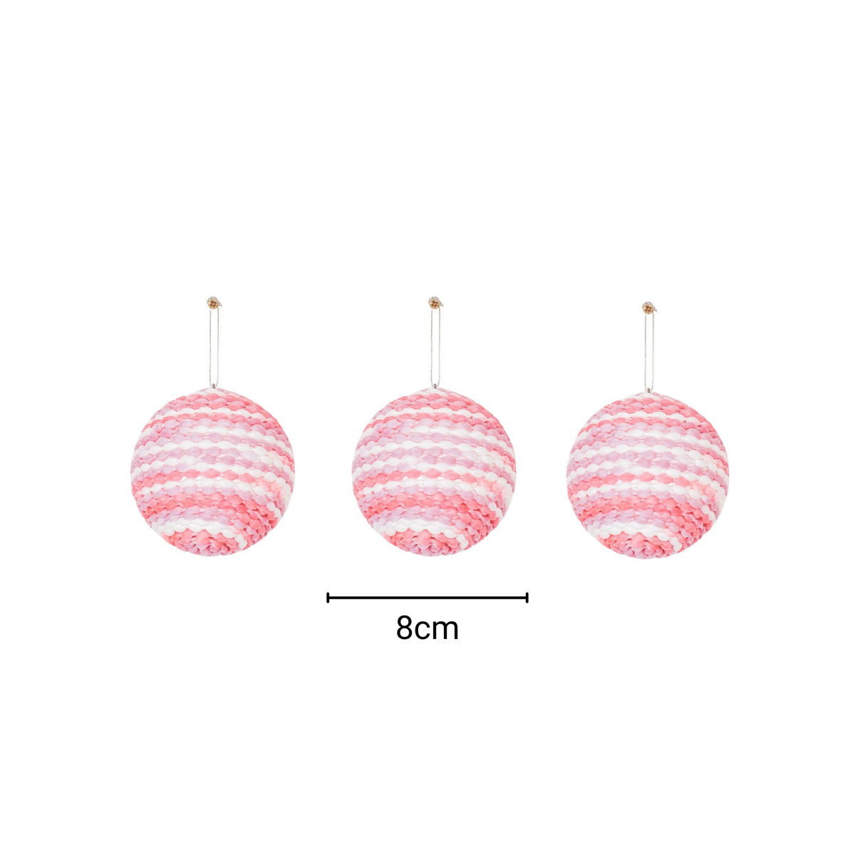 Cintres de Noël, Boules de Noël, Mousse, Rose Fluo, S3, 8 cm