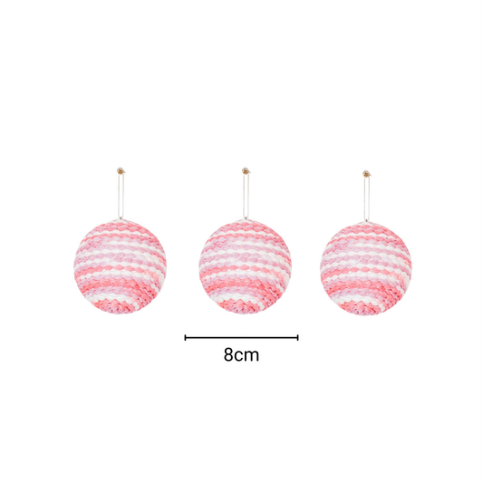Cintres de Noël, boules de Noël, mousse, rose fluo, S3, 8 cm