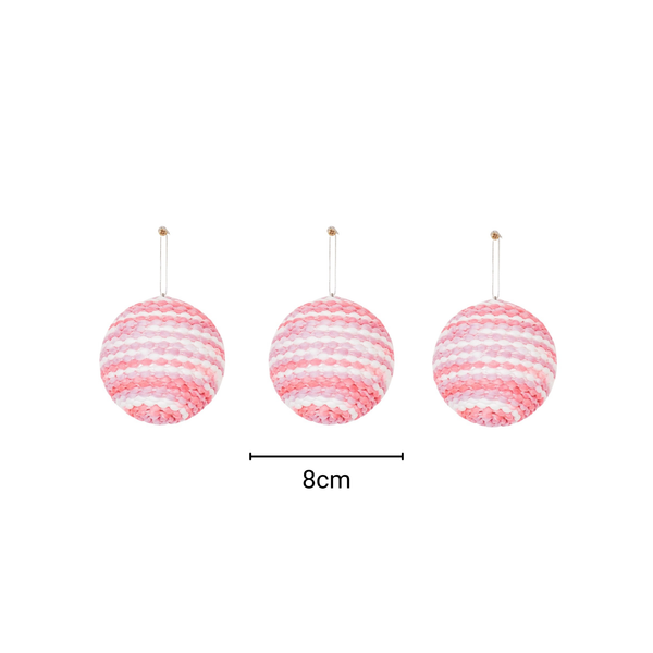 Kersthangers, kerstballen, schuim, neonroze, S3, 8 cm