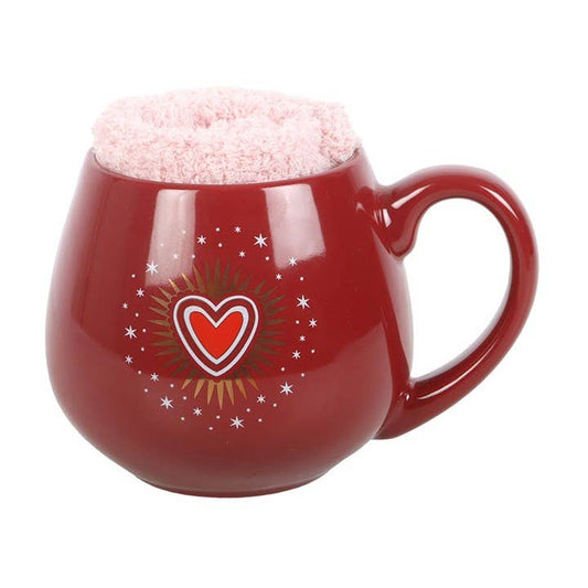 Set de taza y calcetines del Sagrado Corazón de San Valentín