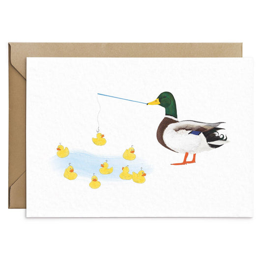 Tarjeta de felicitación de pesca de patos