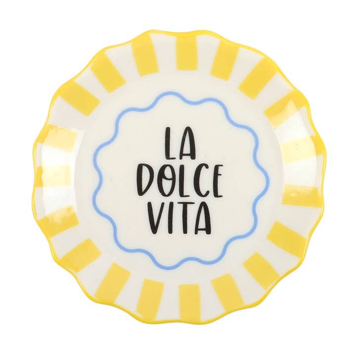 Plat à Bibelots “La Dolce Vita” Rayé Jaune
