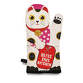 Oven mitt Japanese lucky cat « Bless This Kitchen »