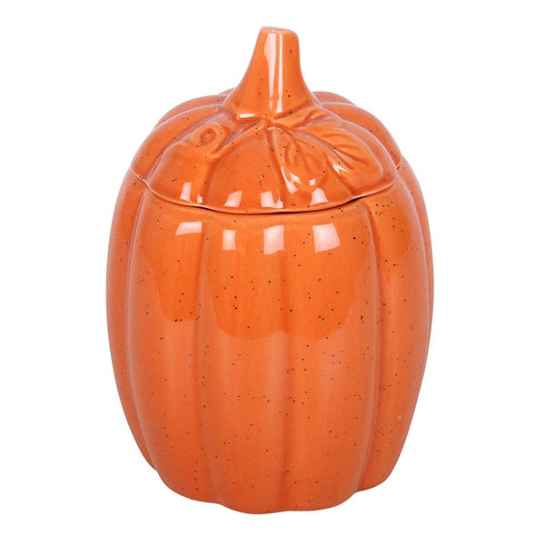 Grand brûle-parfum en forme de citrouille orange avec couvercle