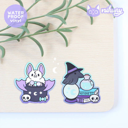 Pegatina holográfica de murciélago brujo