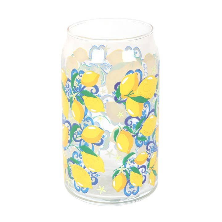 Bicchiere a forma di lattina con stampa di limoni