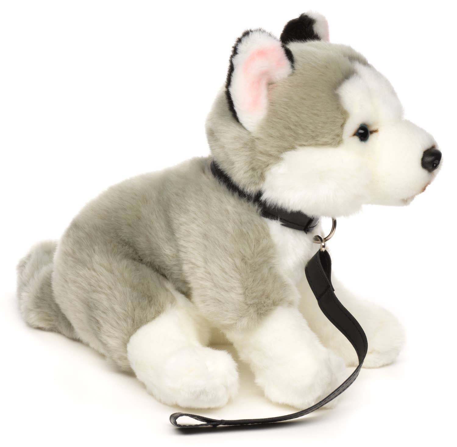 Peluche Husky gris, assis (avec laisse) Uni Toys