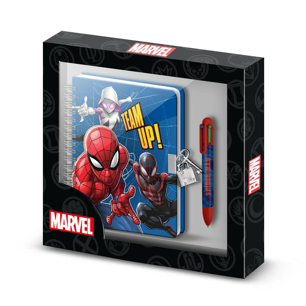 Confezione di diario Marvel Spiderman A5 + penna a 6 colori