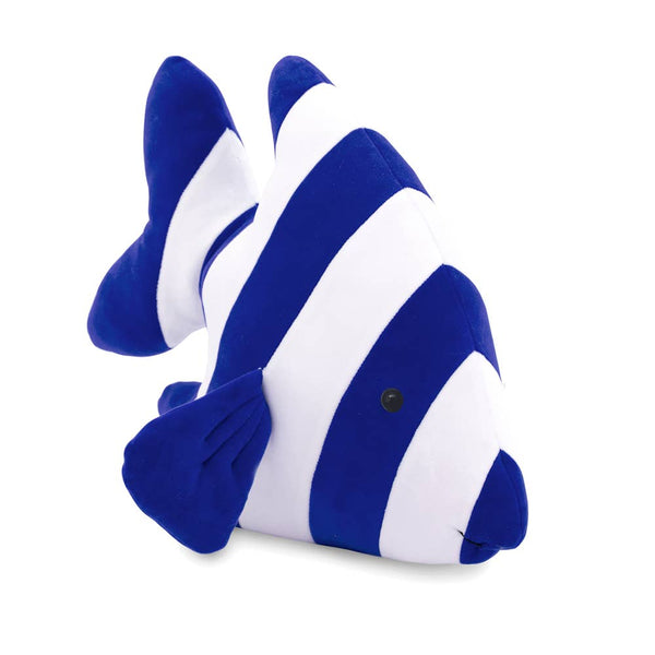 Peluche a forma di pesce a strisce blu da 40 cm per bambini