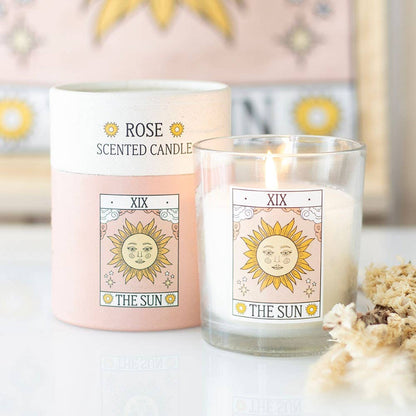 Bougie Rose Carte de Tarot Vintage Soleil