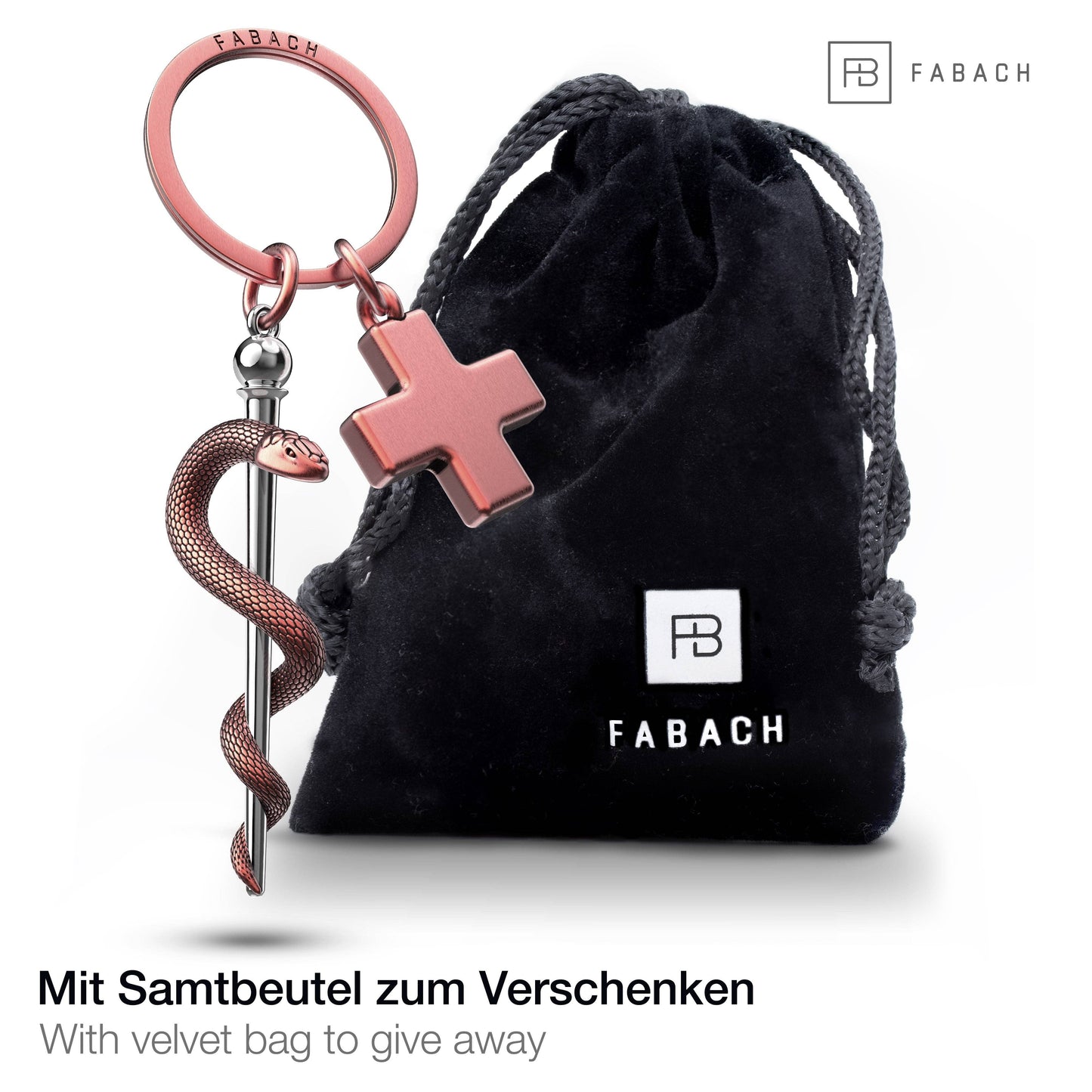 Rod of Aesculapius Keychain with Medical Cross