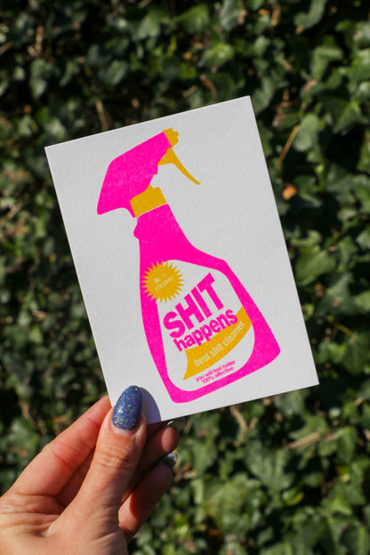 Rhizography Postcard “Shit Happens” Cleaning Spray