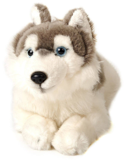Peluche Husky gris, couché Uni Toys