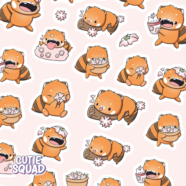 Planches d'autocollants Panda roux Sakura