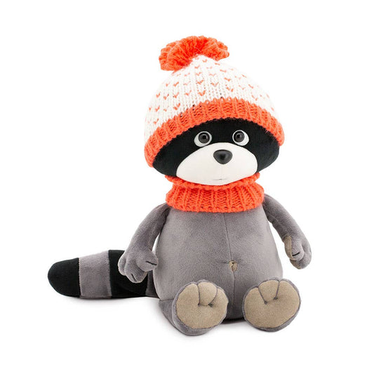 Denny le raton laveur en peluche : orange frais - 25 cm - 0+