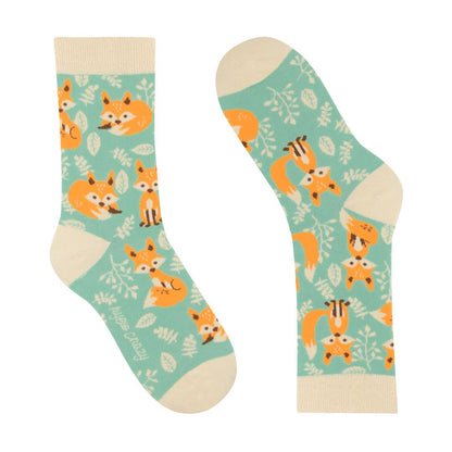 Durable and fun boys' cotton socks with fox pattern