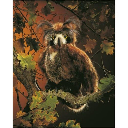 Marionnette à main Hibou, masque pour les yeux en mouvement/Hibou grand-duc d'Amérique 2403 Folkmanis réaliste