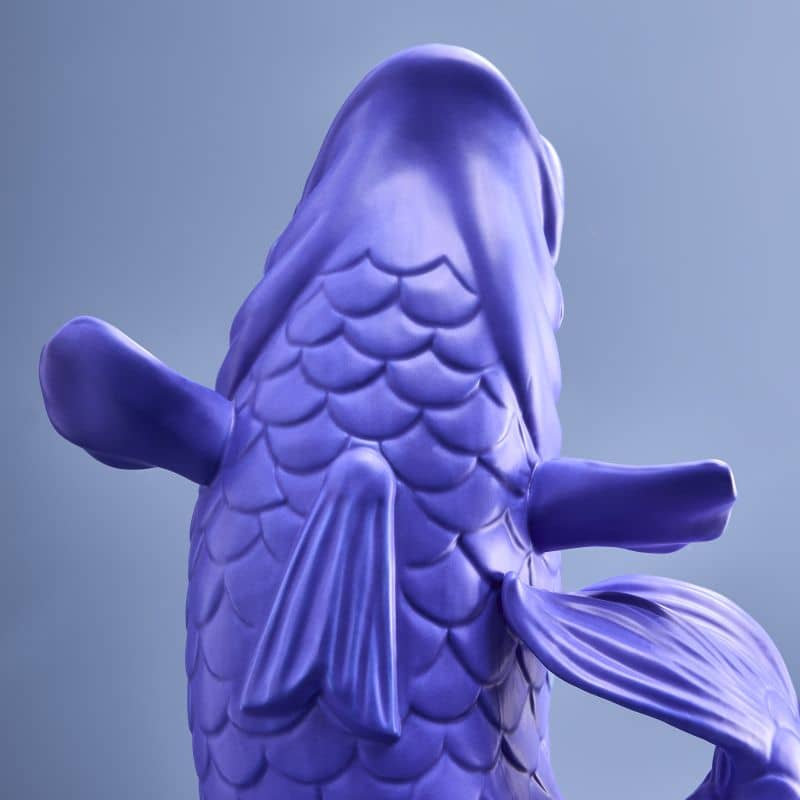 Blubb sculptuur/vaas, matblauw steengoed, 35 x 30 x 44 cm