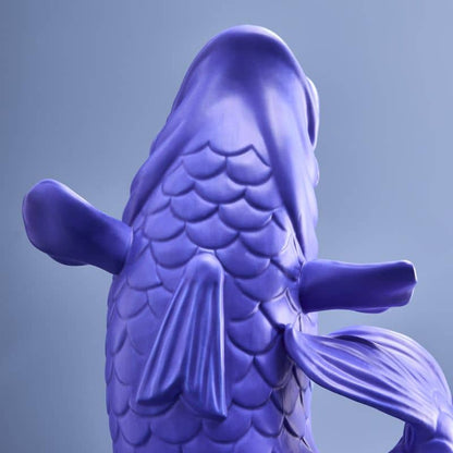 Blubb sculptuur/vaas, matblauw steengoed, 35 x 30 x 44 cm