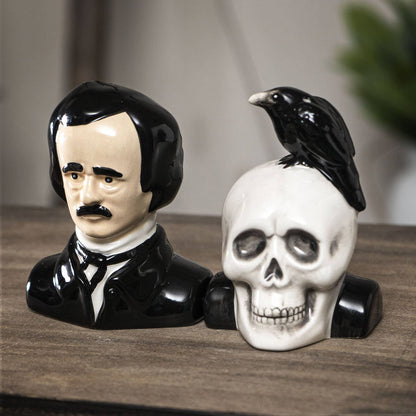 Edgar Allan Poe keramische zout- en peperstrooier set