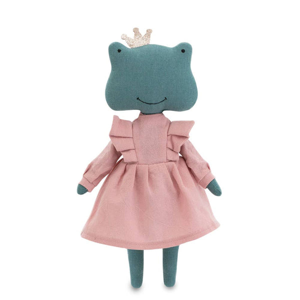 Peluche de algodón de la rana Fiona con vestido rosa - 29 cm - 0+