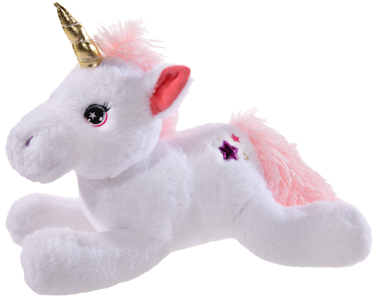 Peluche Unicorno bianco sdraiato L - 40 cm