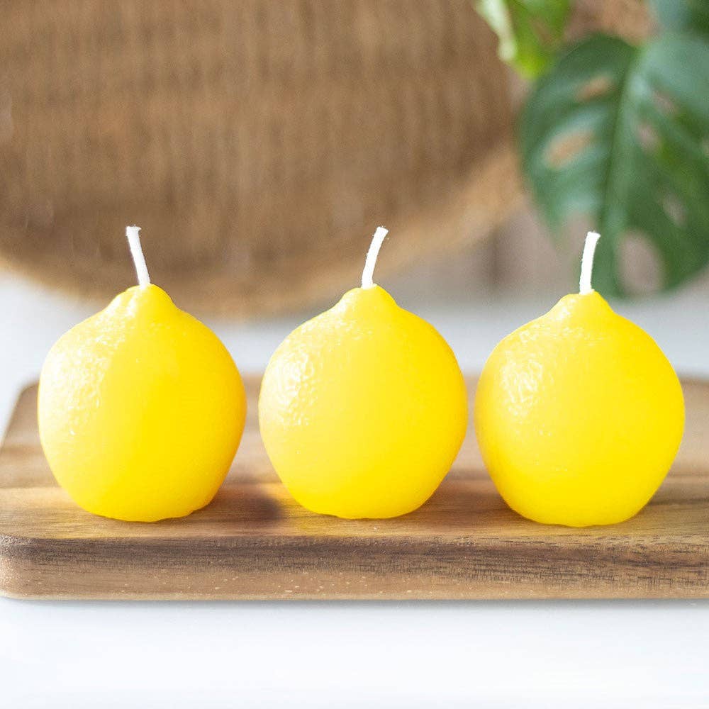 Ensemble de 3 Bougies en Forme de Citron