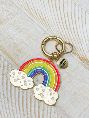 Porte-clés Arc-en-ciel "Choose Happy"