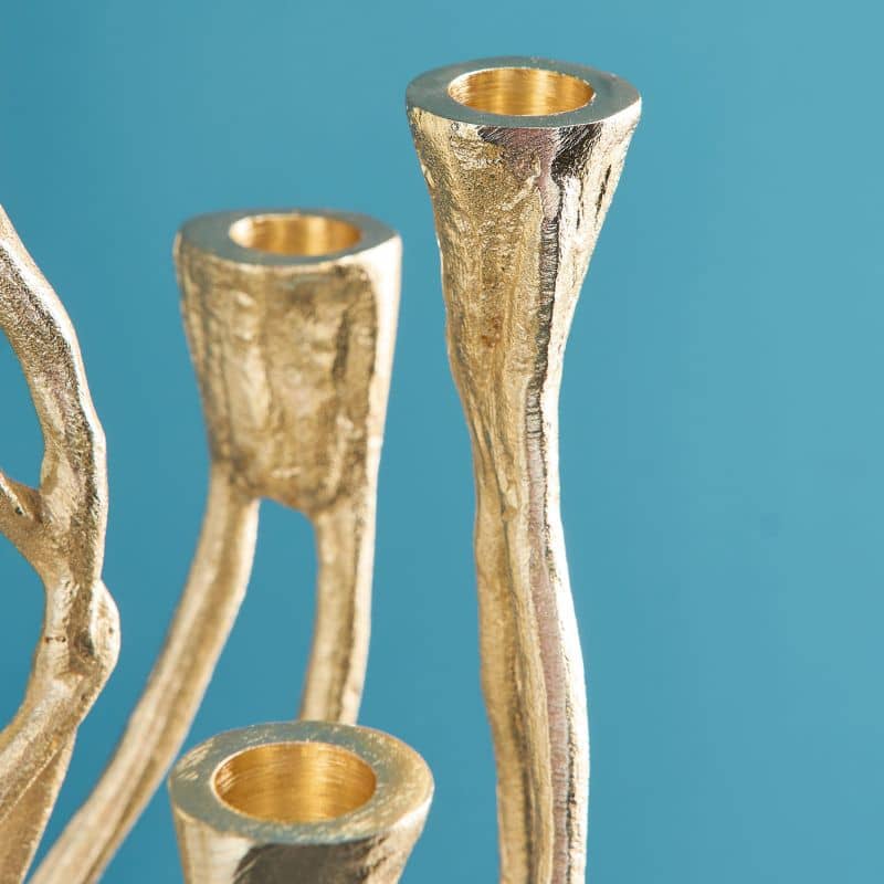 Candeliere Roots, alluminio dorato, 25 x 22 x 63,5 cm