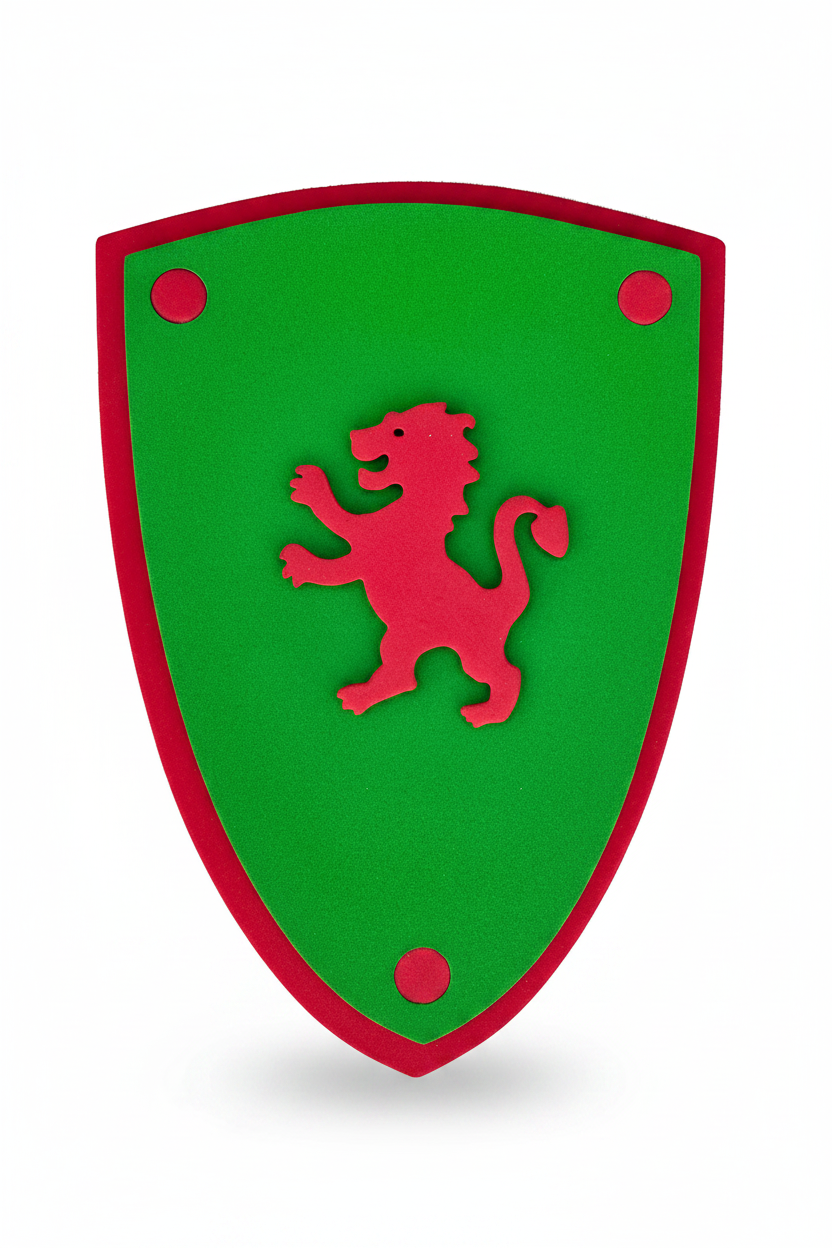 Scudo in schiuma verde Softik con leone