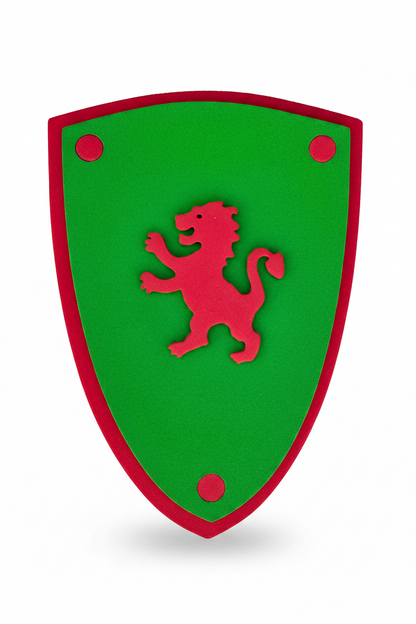 Scudo in schiuma verde Softik con leone