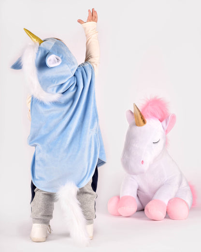 Mini cape licorne bleue 86-110 cl 1-4 ans