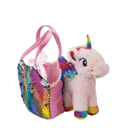 Peluche unicorno con borsa