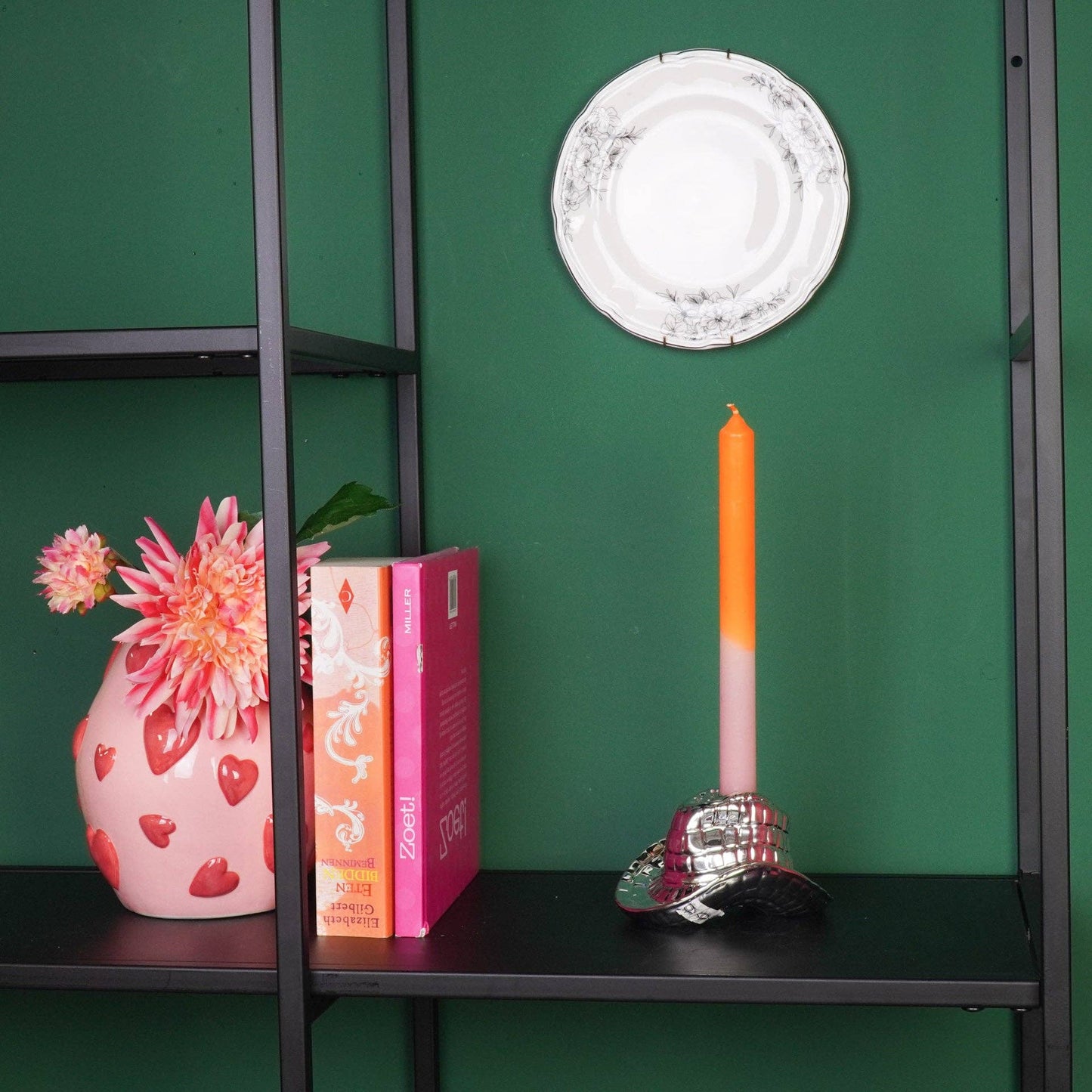 Candelabro - Sombrero de vaquero - Cerámica - Plata - 13,5 x 11 x 7 cm