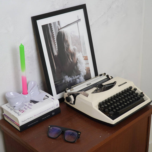 Bougeoir - Nœud - Céramique - Lilas - 18x9x7 cm