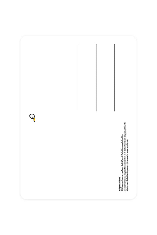 Postcard with duck with ringed beans