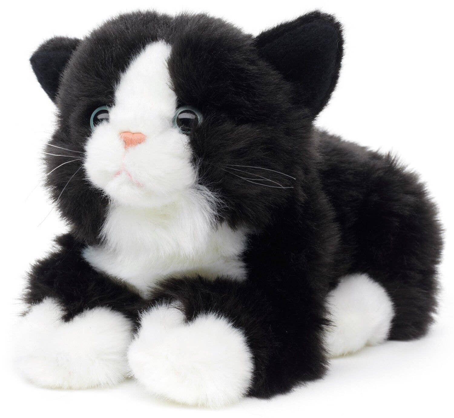 Peluche sonore Chat couché (noir et blanc) Uni Toys