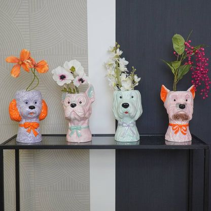 Dog-shaped flower vase - Pink/Orange - 14.5x13x23.5cm