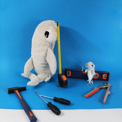 Peluche Ptipotos Maman et Bébé Requin Marteau - Gris Clair