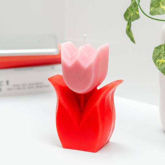 Vela de tulipán rojo